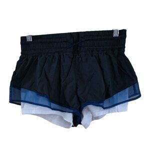 FP Movement Black  Blue Layered Running Shorts athletic workout going to the gym